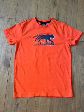 Orange + Tiger Graphic Kids Short Sleeve Tee size 8 100% Cotton